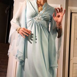 70s Chiffon Sleeve Gown